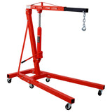2 Ton Folding Engine Hoist Cherry Picker Shop Crane Lift Heavy Duty Steel with 6 Iron Caster Wheels - Red - Fab Heavy Parts
