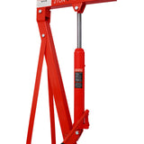 2 Ton Folding Engine Hoist Cherry Picker Shop Crane Lift Heavy Duty Steel with 6 Iron Caster Wheels - Red - Fab Heavy Parts