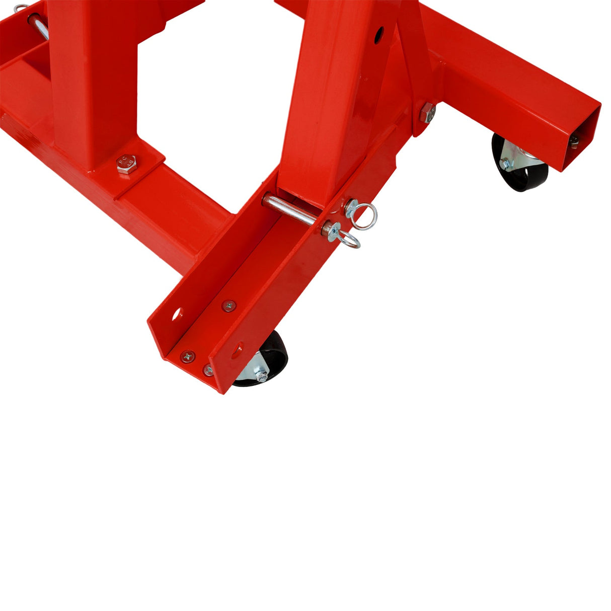 2 Ton Folding Engine Hoist Cherry Picker Shop Crane Lift Heavy Duty Steel with 6 Iron Caster Wheels - Red - Fab Heavy Parts