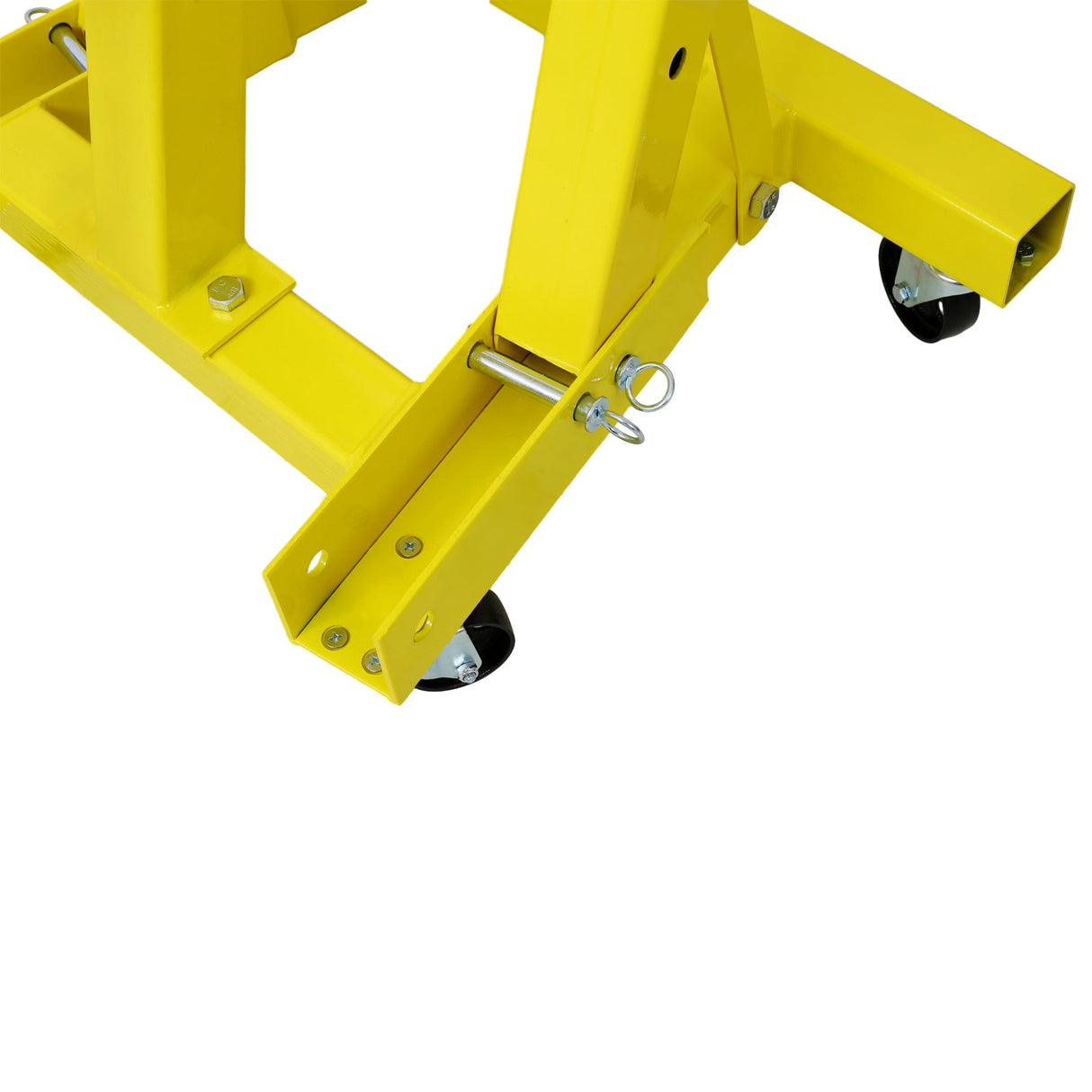 2 Ton Folding Engine Hoist Cherry Picker Shop Crane Lift Heavy Duty Steel with 6 Iron Caster Wheels - Yellow - Fab Heavy Parts