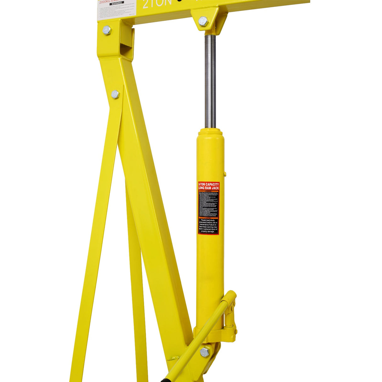 2 Ton Folding Engine Hoist Cherry Picker Shop Crane Lift Heavy Duty Steel with 6 Iron Caster Wheels - Yellow - Fab Heavy Parts