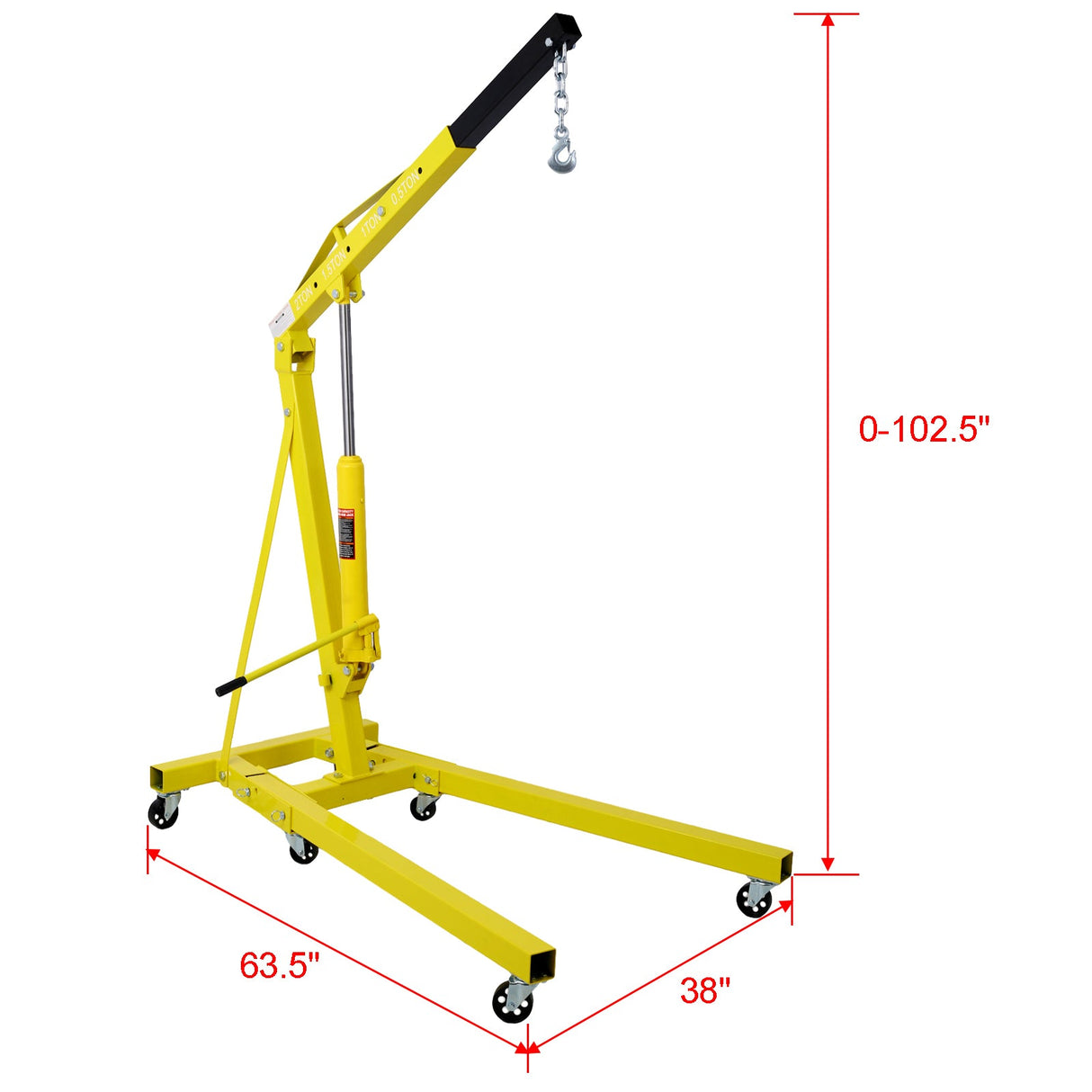 2 Ton Folding Engine Hoist Cherry Picker Shop Crane Lift Heavy Duty Steel with 6 Iron Caster Wheels - Yellow - Fab Heavy Parts