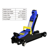 2 Ton Low Profile Floor Jack HeavyDuty Steel with Single Piston Quick Lift Pump Lifting Range 3.3" - 15.2" - Fab Heavy Parts