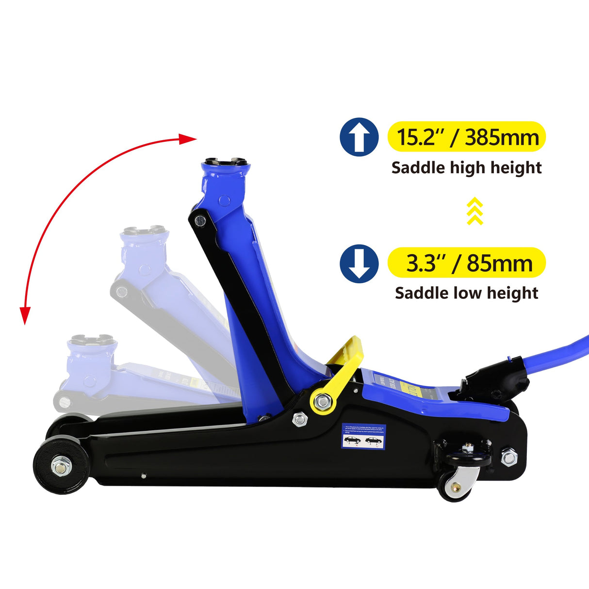 2 Ton Low Profile Floor Jack HeavyDuty Steel with Single Piston Quick Lift Pump Lifting Range 3.3" - 15.2" - Fab Heavy Parts