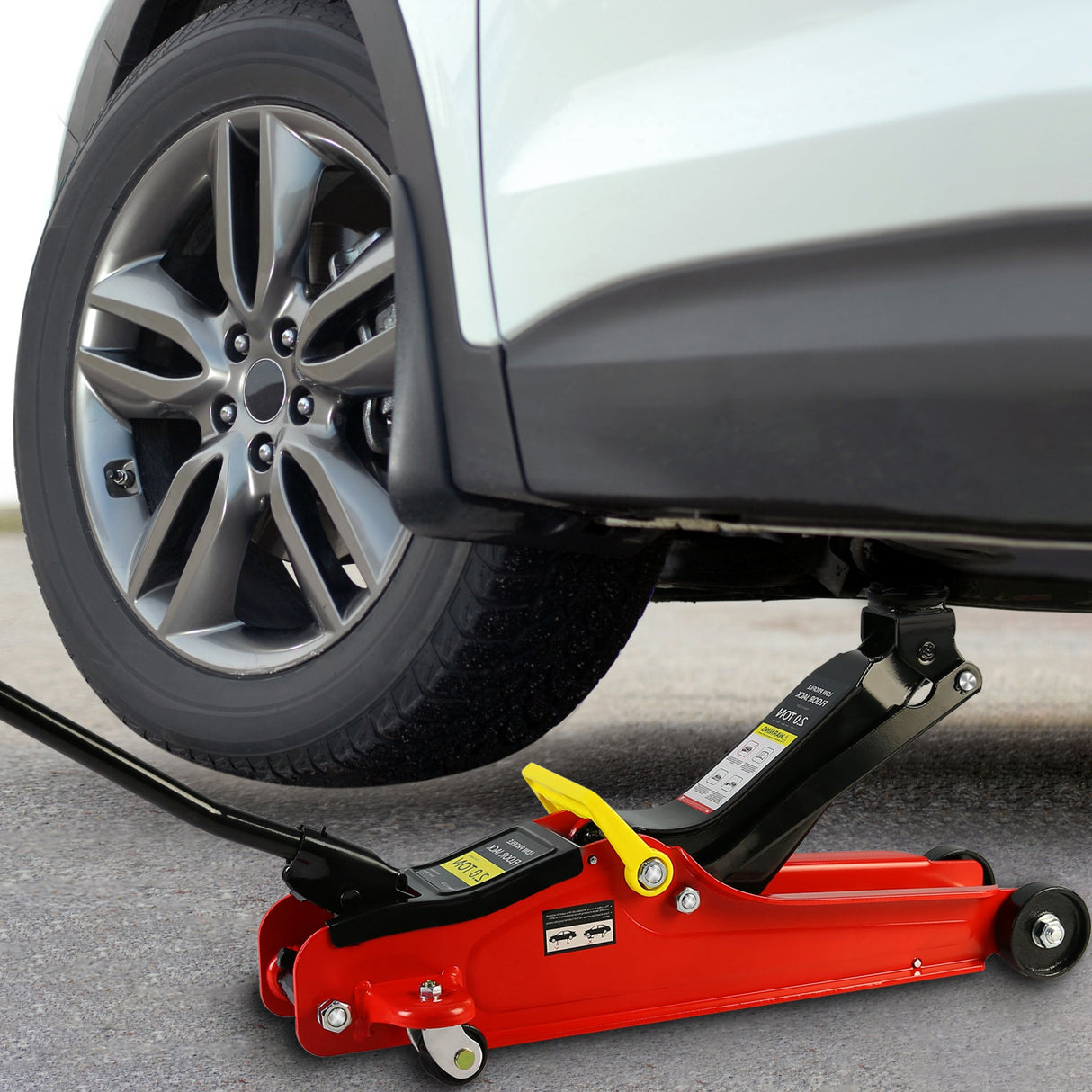 2 Ton Low Profile Heavy Duty Steel Racing Floor Jack with Single Piston Quick Lift Pump Lifting Range 3.3" - 15.2" - Fab Heavy Parts