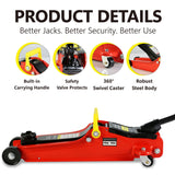 2 Ton Low Profile Heavy Duty Steel Racing Floor Jack with Single Piston Quick Lift Pump Lifting Range 3.3" - 15.2" - Fab Heavy Parts