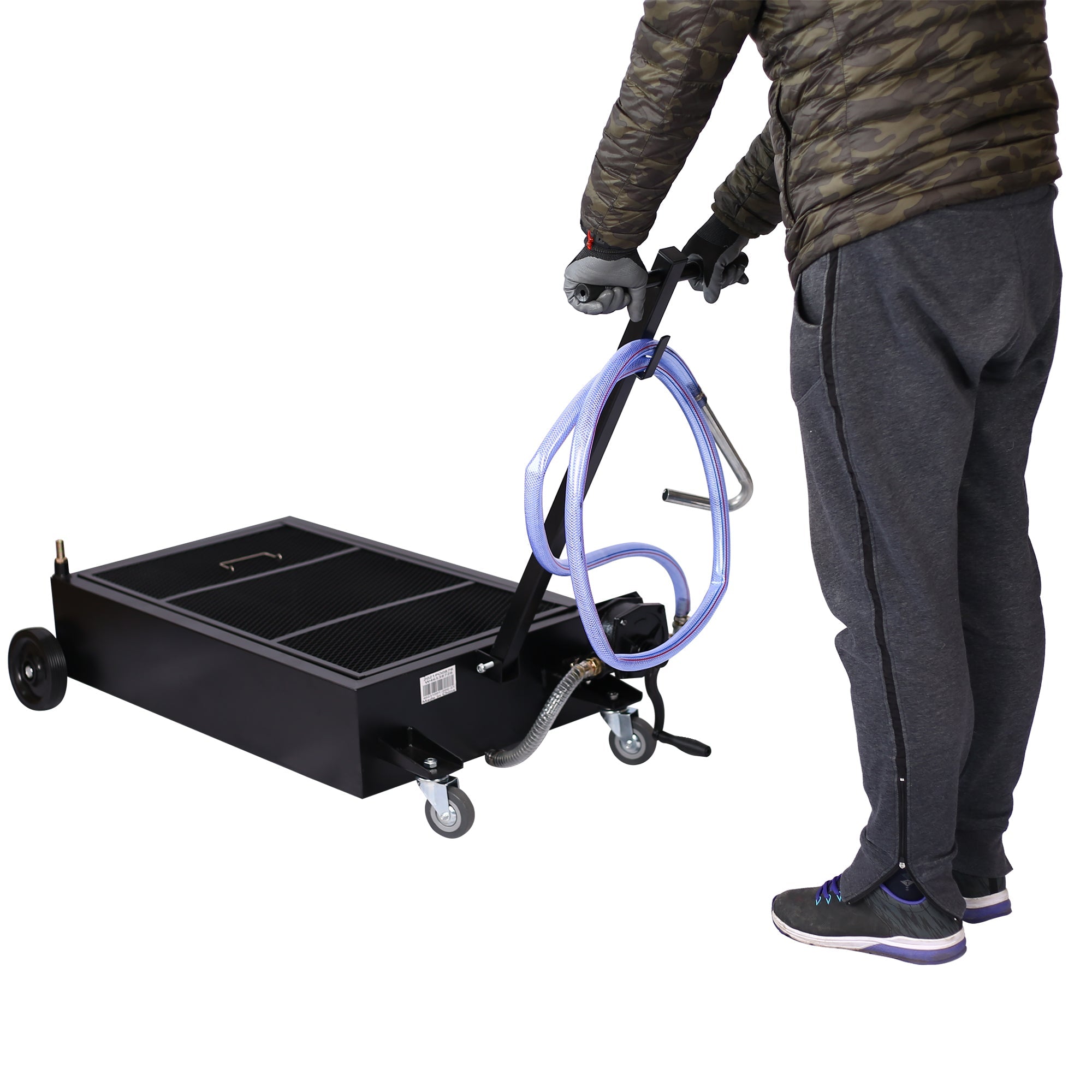 20 Gallon Low Profile Oil Drain Pan with manual Pump - Fab Heavy Parts