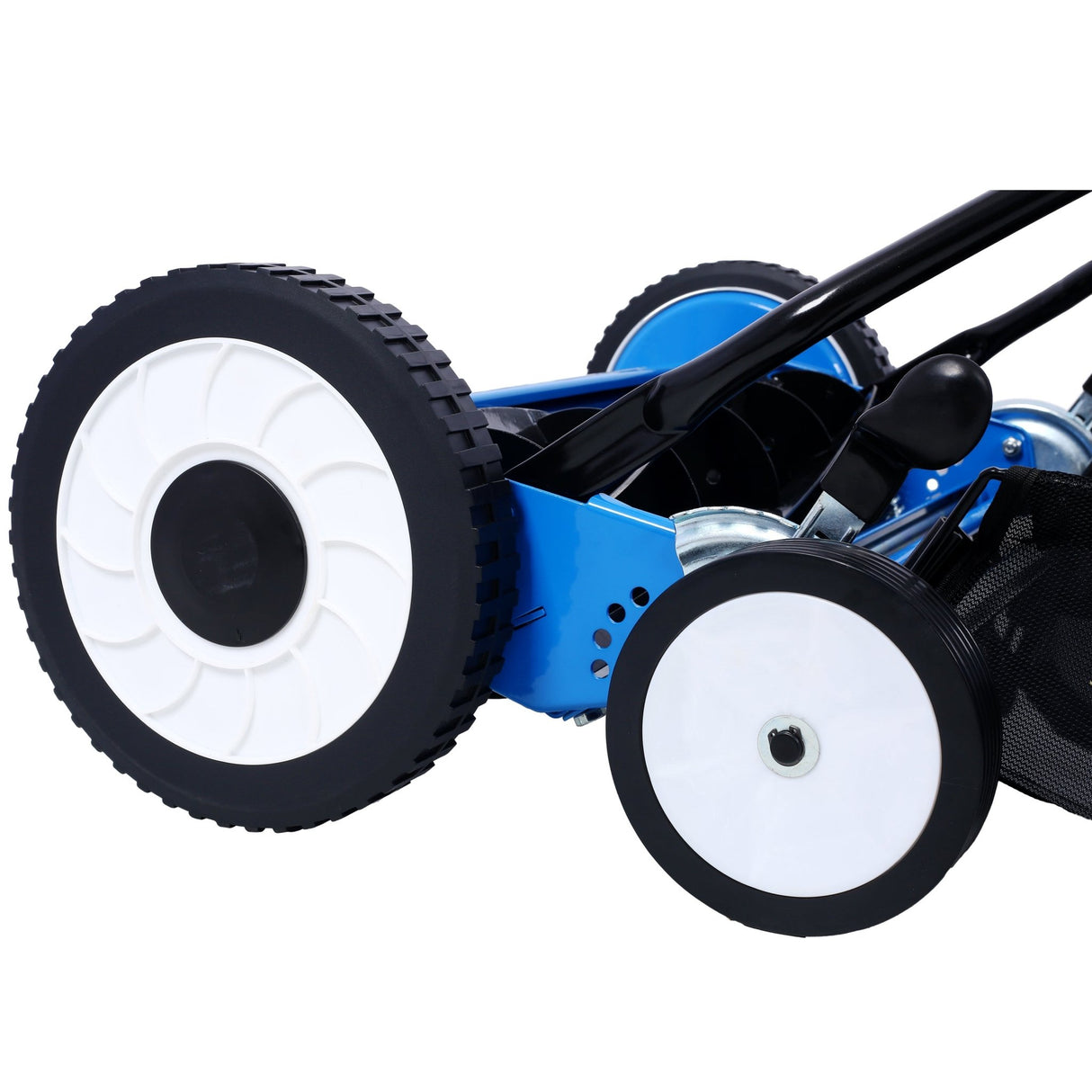 20 - Inch 5 - Blade Push Reel Lawn Mower with Grass Catcher 4 Wheels Blue - Fab Heavy Parts