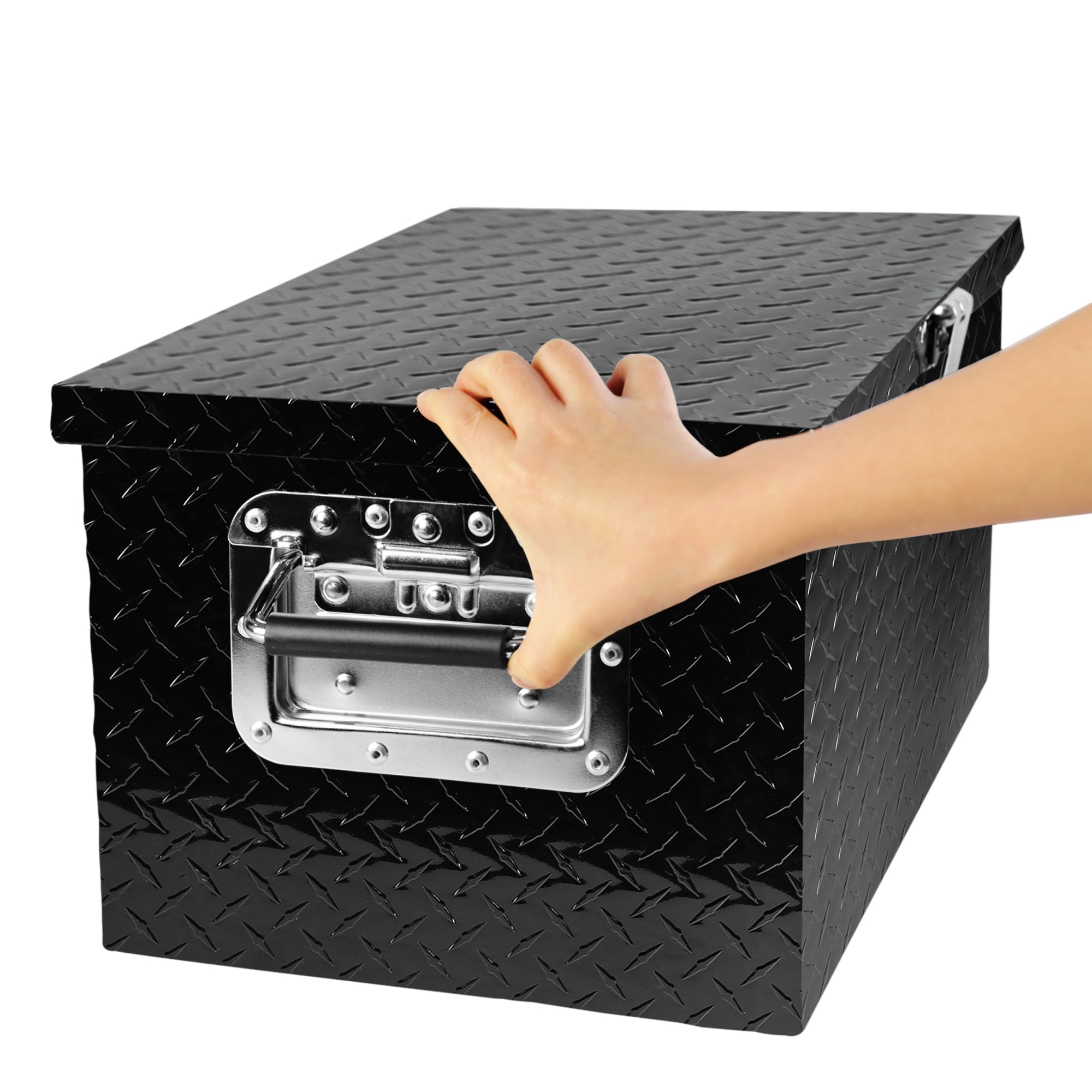 20 Inch Truck Box Aluminum Tool Box with Lock Side Handle and Keys Black 20.1