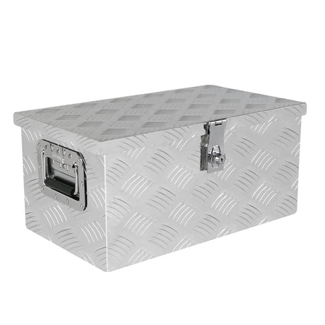 20 Inch Truck Box Silver Aluminum Tool Long Box 5 Bar Tread Flat with Lock Side Handle and Keys 20.1"×11.8"×9.3" - Fab Heavy Parts