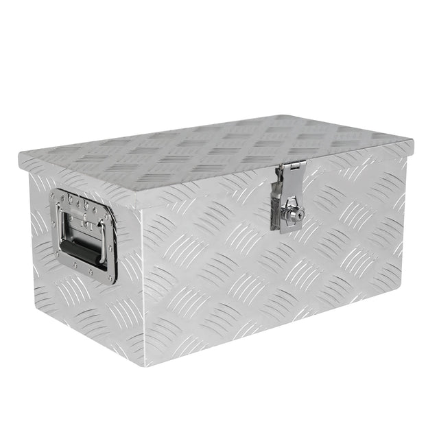 20 Inch Truck Box Silver Aluminum Tool Long Box 5 Bar Tread Flat with Lock Side Handle and Keys 20.1"×11.8"×9.3" - Fab Heavy Parts