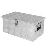 20 Inch Truck Box Silver Aluminum Tool Long Box 5 Bar Tread Flat with Lock Side Handle and Keys 20.1"×11.8"×9.3" - Fab Heavy Parts