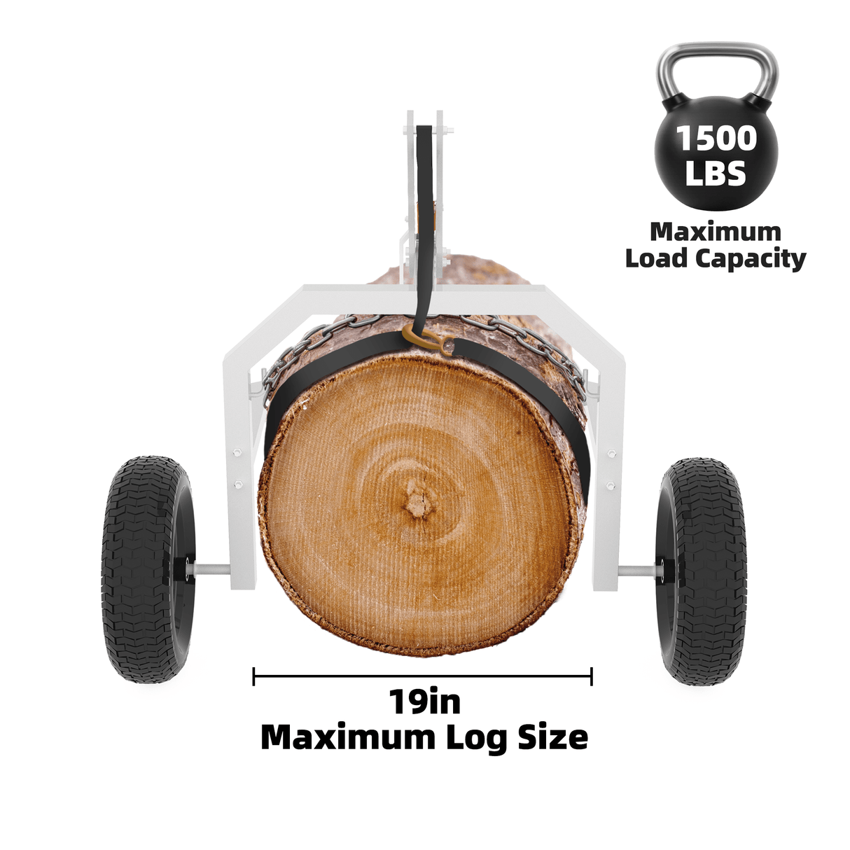 20" Log Skidding Arch & Hauler Kit 1500 lbs Capacity Log Dolly with Manual Winch Chain & Strap Heavy Duty Rust - Resistant Steel Log Carrier for Farm, Firewood & Forestry Transport - Fab Heavy Parts