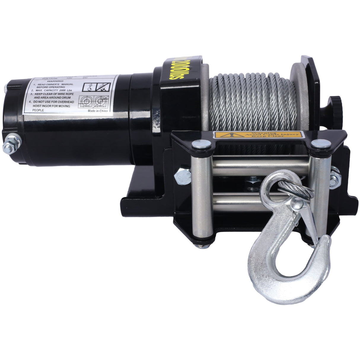 2000lb 12V Electric Winch Off - Road Waterproof Steel Cable - Fab Heavy Parts