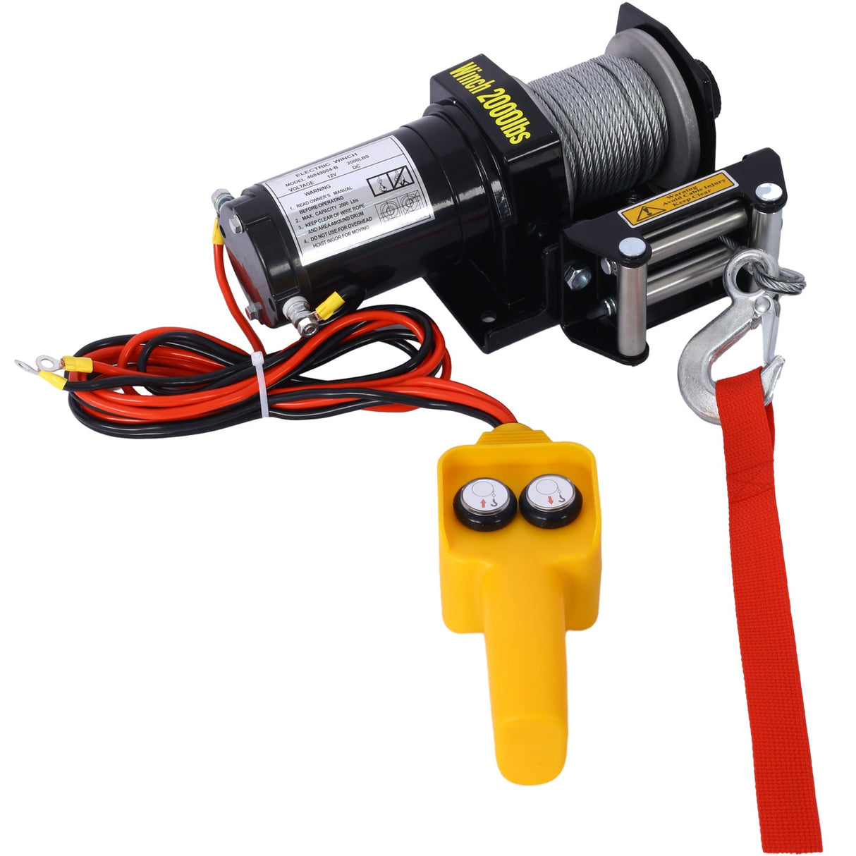 2000lb 12V Electric Winch Off - Road Waterproof Steel Cable - Fab Heavy Parts