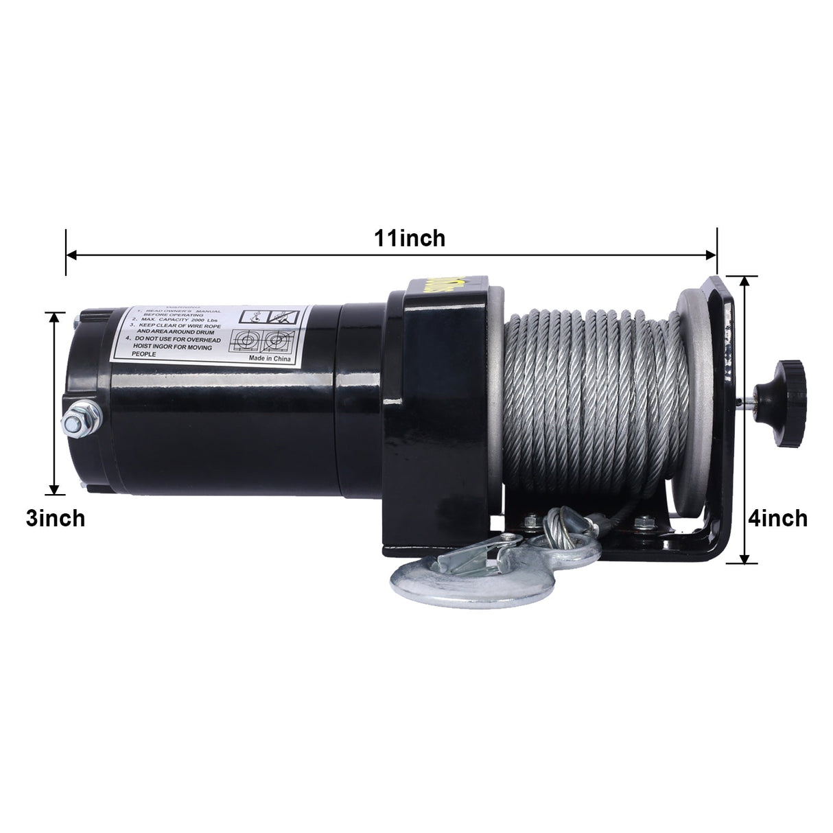 2000lb 12V Electric Winch Off - Road Waterproof Steel Cable - Fab Heavy Parts