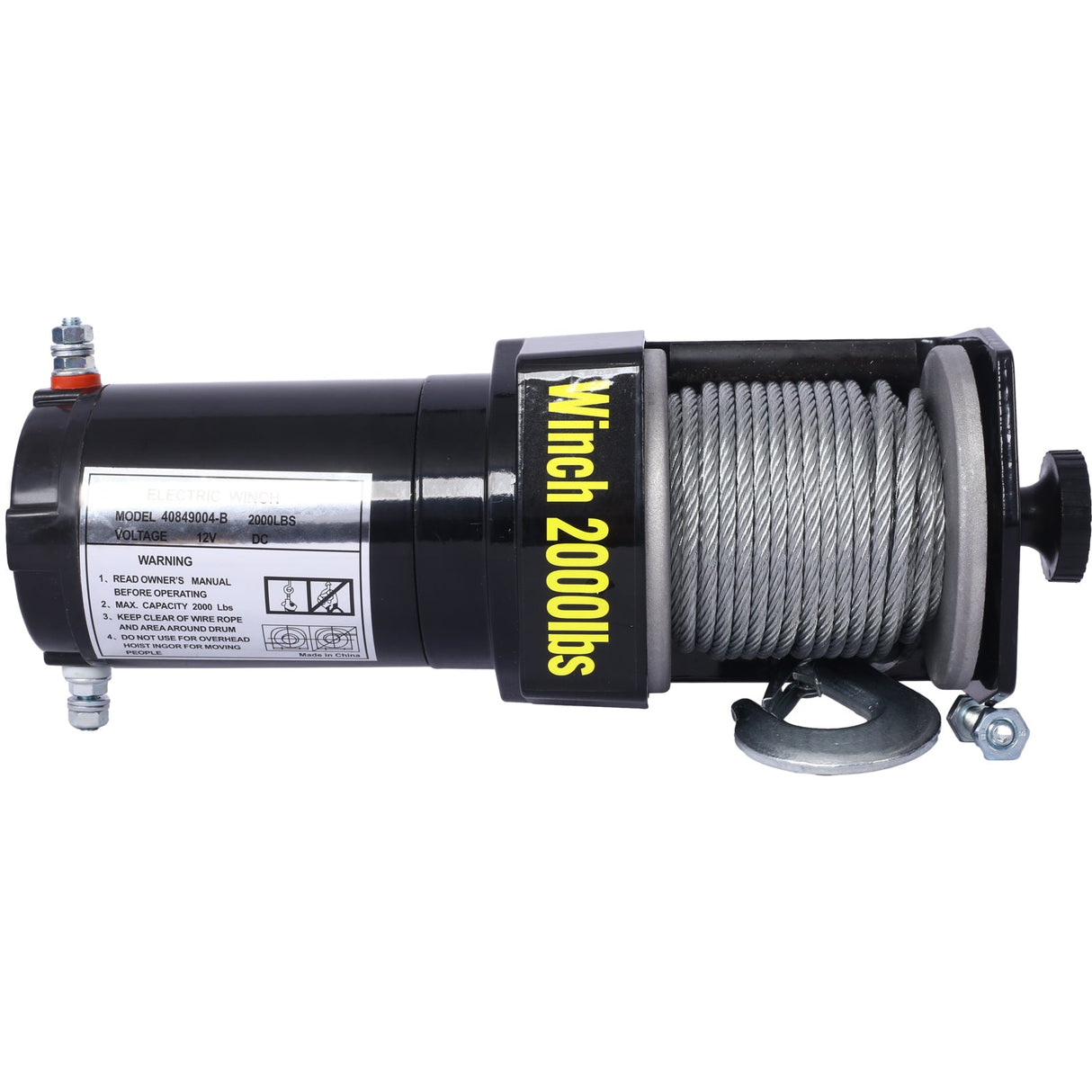 2000lb 12V Electric Winch Off - Road Waterproof Steel Cable - Fab Heavy Parts