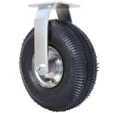 4PCS 10IN Pneumatic Tire(2PCS Swivel +2PCS Rigid) Caster Wheel Swivel Plate Steel Hub with Ball Bearings 5/8-Inch Bore Centered Axle Black