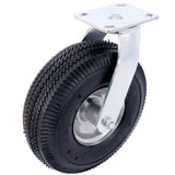 4PCS 10IN Pneumatic Tire(2PCS Swivel +2PCS Rigid) Caster Wheel Swivel Plate Steel Hub with Ball Bearings 5/8-Inch Bore Centered Axle Black