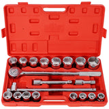 21PCS 3/4' Drive Socket Set 6 Points SAE Size - Fab Heavy Parts