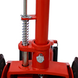 22 Ton Hydraulic Floor Jack Air - Operated Axle Bottle with 4 Extension Saddle Set Built - in Wheels Red - Fab Heavy Parts
