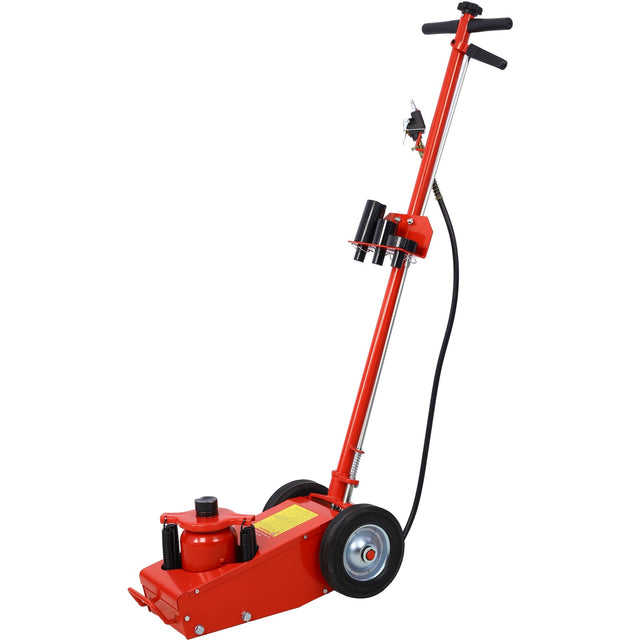 22 Ton Hydraulic Floor Jack Air - Operated Axle Bottle with 4 Extension Saddle Set Built - in Wheels Red - Fab Heavy Parts
