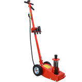 22 Ton Hydraulic Floor Jack Air - Operated Axle Bottle with 4 Extension Saddle Set Built - in Wheels Red - Fab Heavy Parts