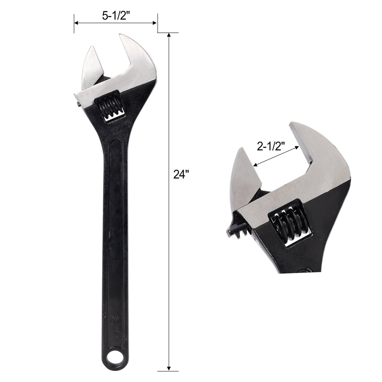 24 Inch Adjustable Wrench Drop Forged Carbon Steel Adjustable Spanner, Black Oxide Finish - Fab Heavy Parts