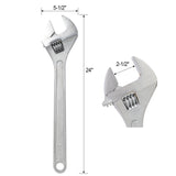 24 Inch Adjustable Wrench Drop Forged Carbon Steel Adjustable Spanner Wide Open Jaw Adjustable Wrench, Chrome Plated Polished Finish - Fab Heavy Parts