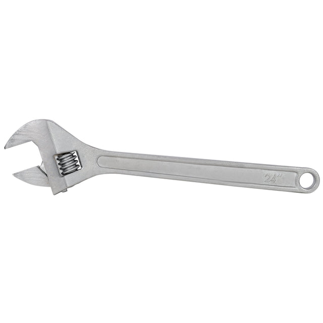 24 Inch Adjustable Wrench Drop Forged Carbon Steel Adjustable Spanner Wide Open Jaw Adjustable Wrench, Chrome Plated Polished Finish - Fab Heavy Parts