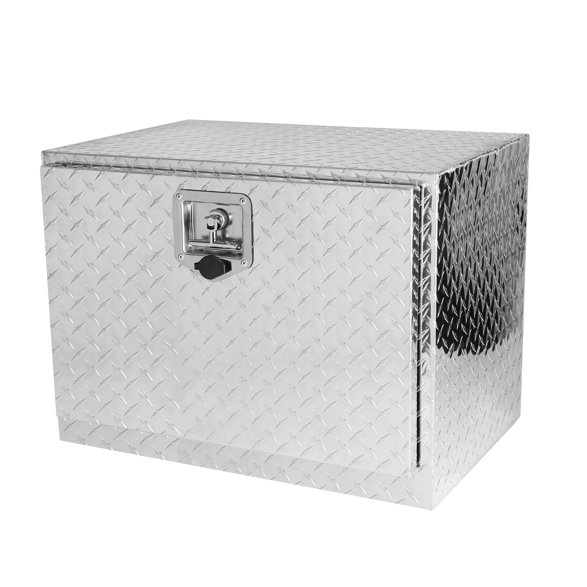 24 Inch Truck Box Aluminum Silver Stripes Plated Tool Box with Lock and Keys 24.2
