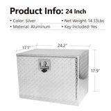 24 Inch Truck Box Aluminum Silver Stripes Plated Tool Box with Lock and Keys 24.2"×17.1"×17.9" - Fab Heavy Parts