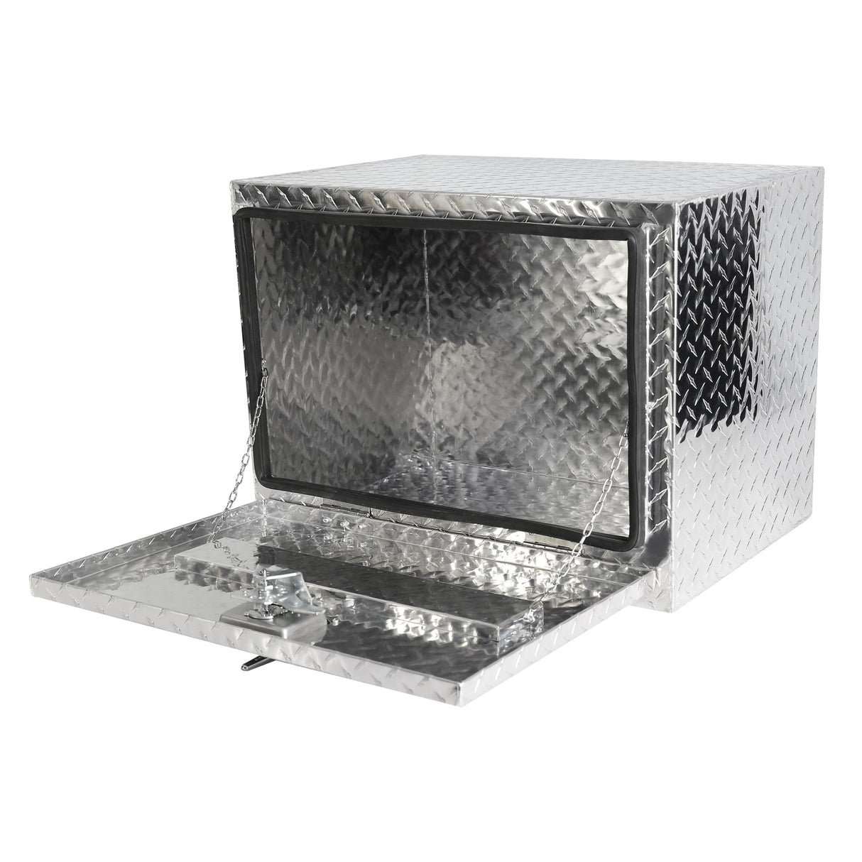 24 Inch Truck Box Aluminum Silver Stripes Plated Tool Box with Lock and Keys 24.2"×17.1"×17.9" - Fab Heavy Parts