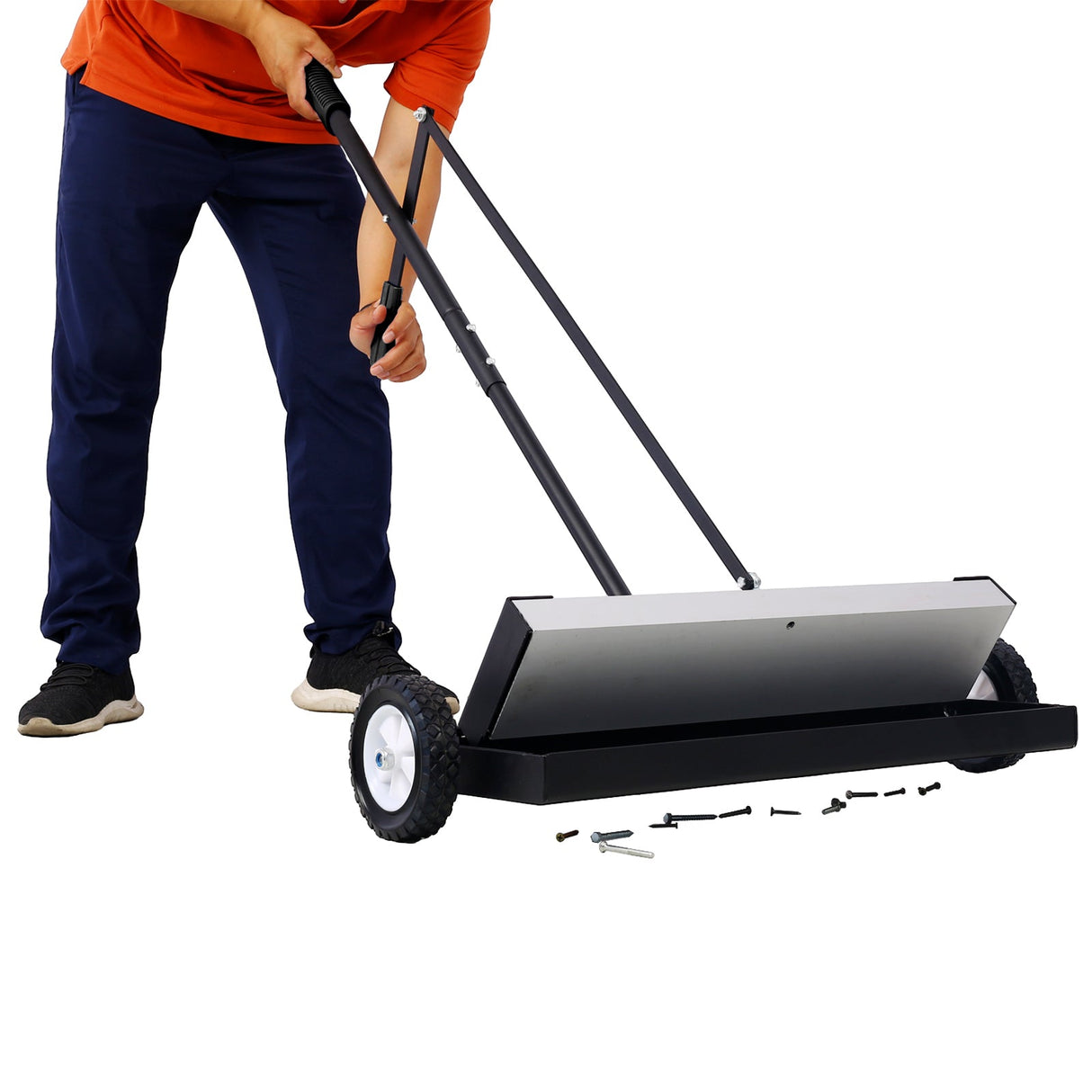 24'' Rolling Magnetic Pick - Up Sweeper Heavy Duty Push - Type with Release 100 Lbs Capacity - Fab Heavy Parts