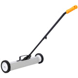 24'' Rolling Magnetic Pick - Up Sweeper Heavy Duty Push Type with Release 30 Lbs Capacity - Black and Silver - Fab Heavy Parts