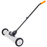 24'' Rolling Magnetic Pick - Up Sweeper Heavy Duty Push Type with Release 30 Lbs Capacity - Black and Silver - Fab Heavy Parts