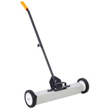 24'' Rolling Magnetic Pick - Up Sweeper Heavy Duty Push Type with Release 30 Lbs Capacity - Black and Silver - Fab Heavy Parts