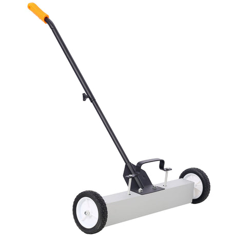 24'' Rolling Magnetic Pick - Up Sweeper Heavy Duty Push Type with Release 30 Lbs Capacity - Black and Silver - Fab Heavy Parts