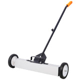 24'' Rolling Magnetic Pick-Up Sweeper Heavy Duty Push Type with Release 30 Lbs Capacity--Black and Silver