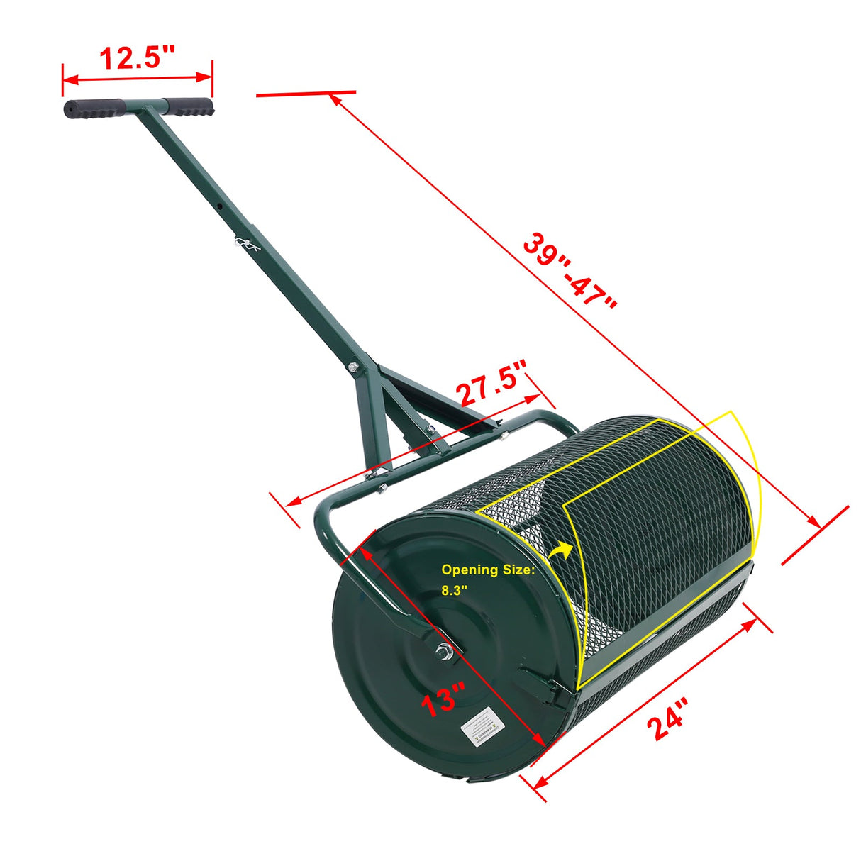 24inch Peat Moss Compost Spreader Metal Mesh T Shaped Handle Steel - Green - Fab Heavy Parts