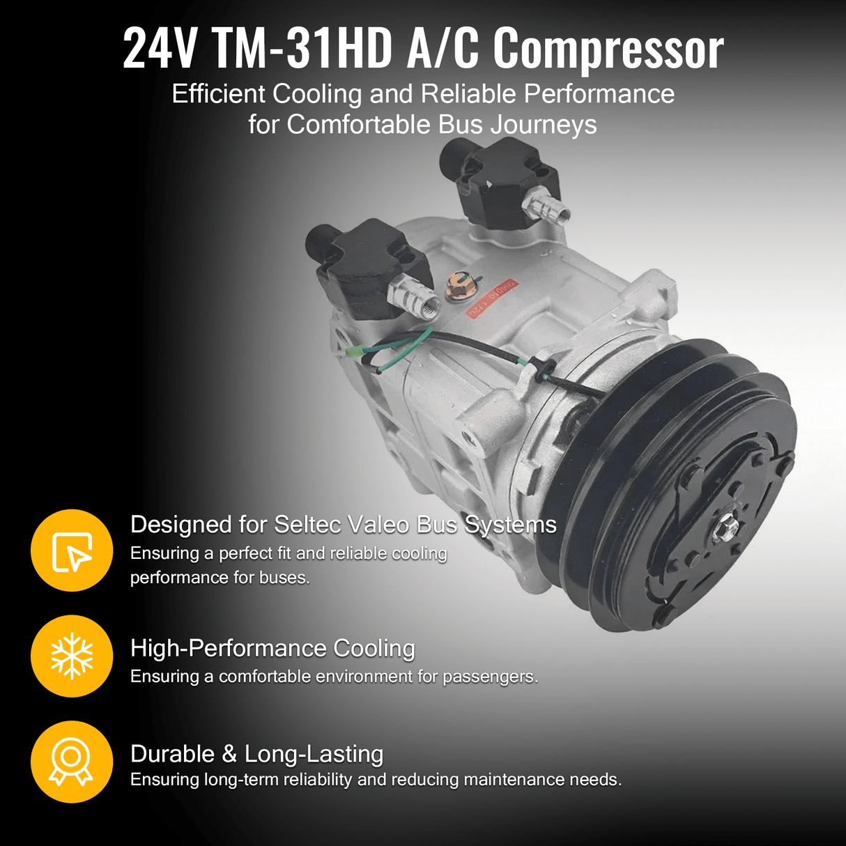 24V 2PK 152mm TM - 31HD A/C Compressor 488 - 46510 2521210 102 - 809 Fits for Seltec Valeo Bus - Fab Heavy Parts