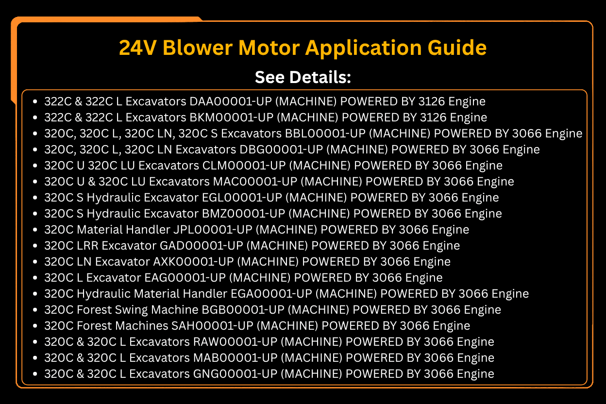 24V Blower Motor 147 - 4834 1474834 Fits for Caterpillar CAT Excavator 311B 312C 312C L 315C 318B 320B 320C Engine 3456 3196 3176C 3126 3066 - Fab Heavy Parts