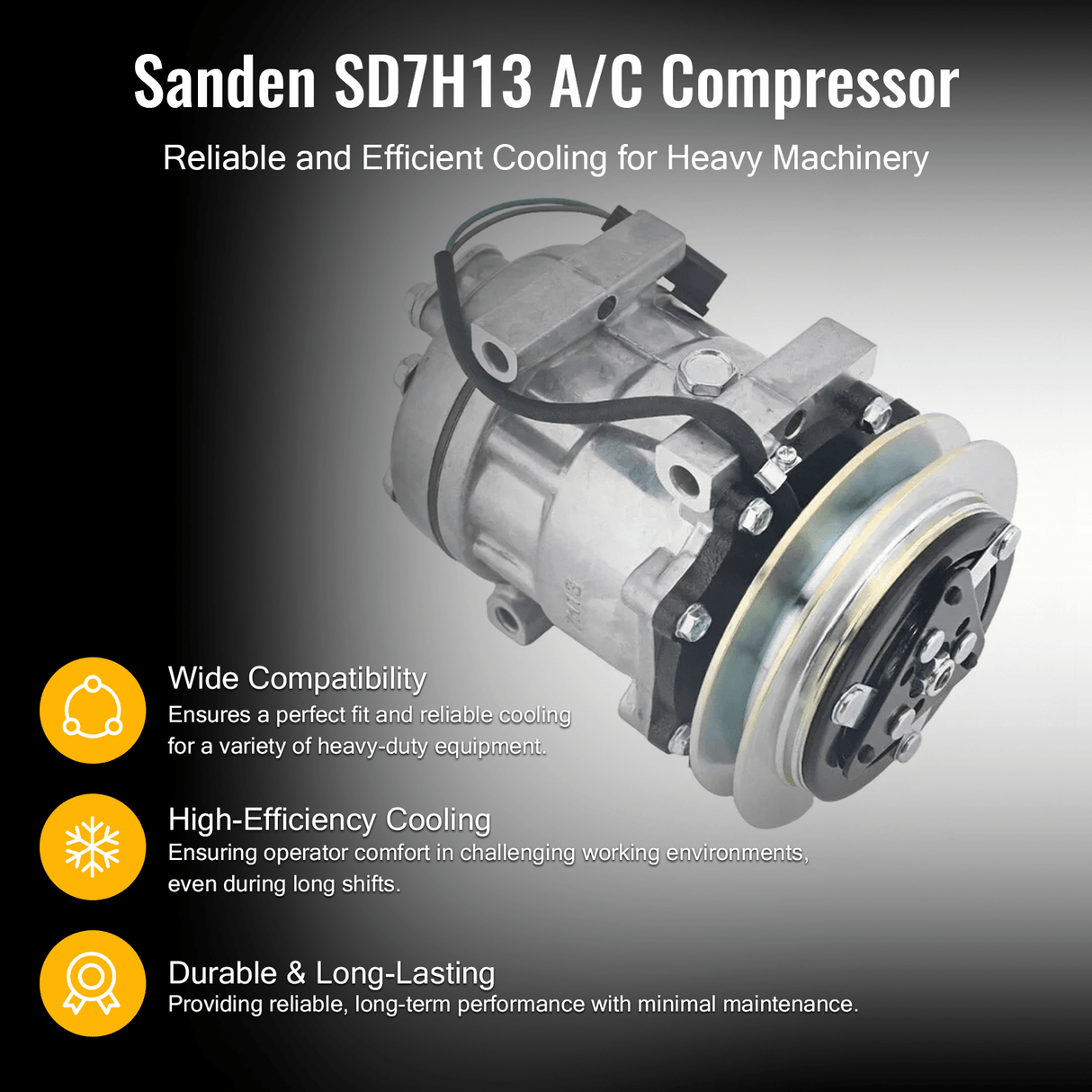 24V Sanden SD7H13 A/C Compressor KHR3241 KHR3197 Fits for Link - Belt Fits Case Fits Kobelco - Fab Heavy Parts