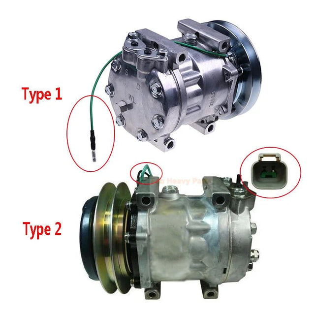 24V SD7H13 A/C Compressor YX91V00001F1 Fits for New Holland Excavator E135B E175B E215B E130 EH130 E200SR E235SR - Fab Heavy Parts