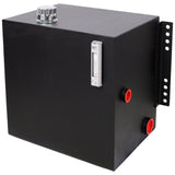 25 Gallon 12 Gauge Steel Hydraulic Fluid Reservoir Tank with Inlet 2' FNPT and Outlet 1 - 1/4' FNPT Side Vertical - Mount With Temp and Sight Gauge - Fab Heavy Parts