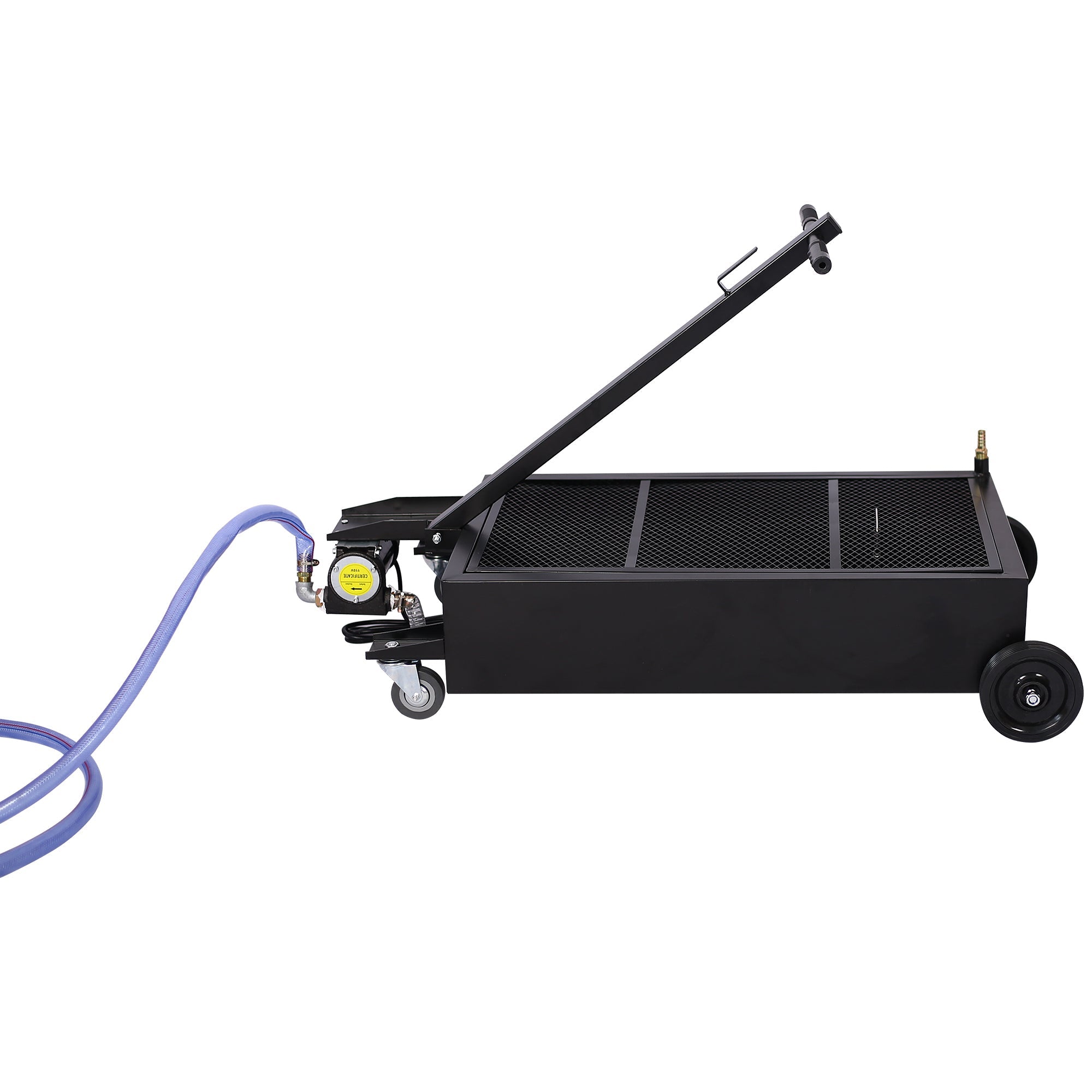 25 Gallon Low Profile Oil Drain Pan with Electric Pump - Black - Fab Heavy Parts