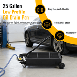 25 Gallon Low Profile Oil Drain Pan with Electric Pump - Black - Fab Heavy Parts