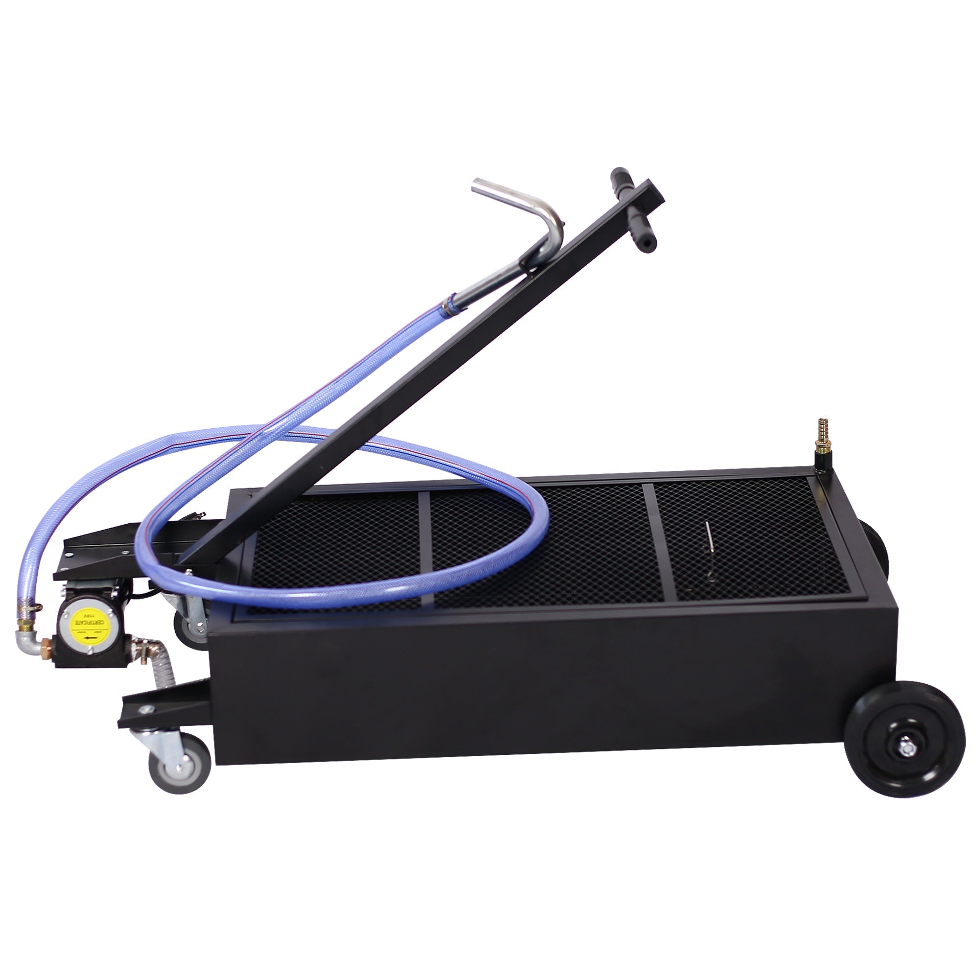 25 Gallon Low Profile Oil Drain Pan with Electric Pump - Black - Fab Heavy Parts