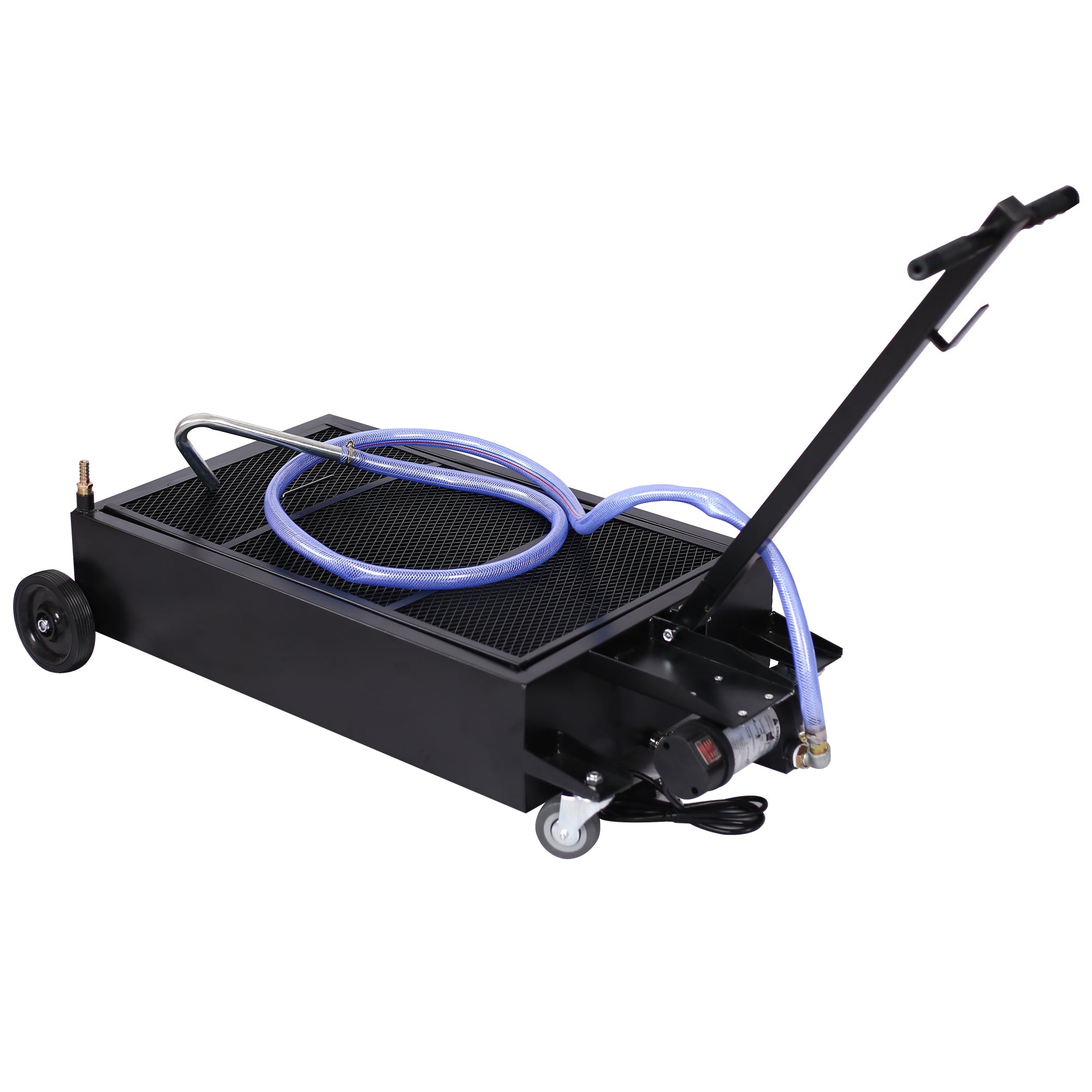 25 Gallon Low Profile Oil Drain Pan with Electric Pump - Black - Fab Heavy Parts