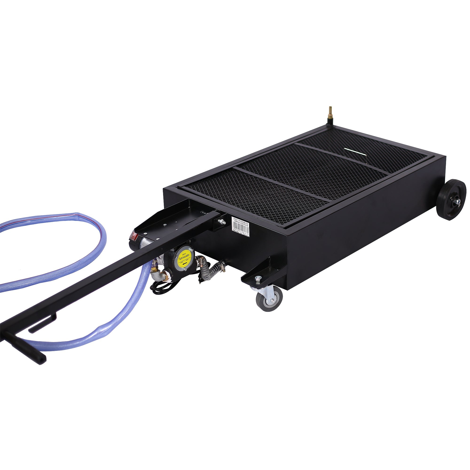 25 Gallon Low Profile Oil Drain Pan with Electric Pump - Black - Fab Heavy Parts